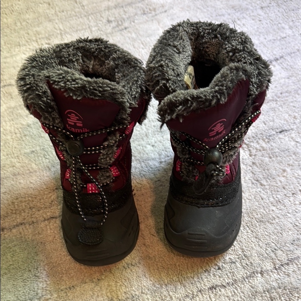 Kamik Black and Maroon Winter Boots Waterproof Insulated